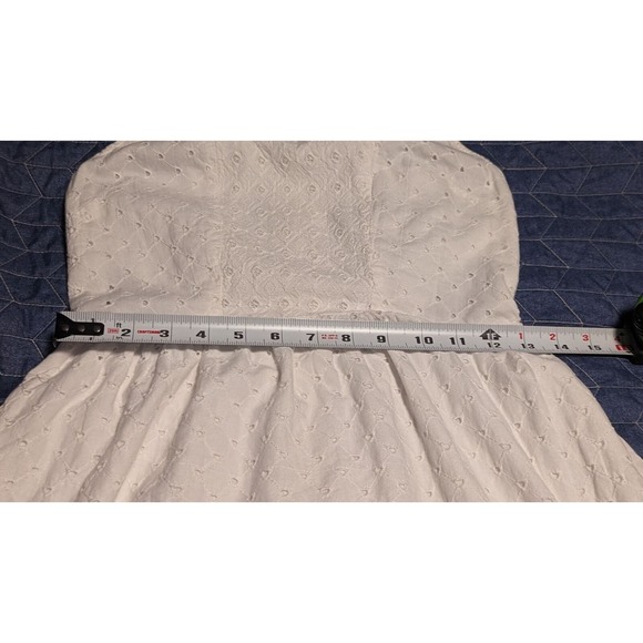 American Eagle Size 4 White Eyelet Cotton Mini Dress Zippered Back Coquette - Picture 10 of 13